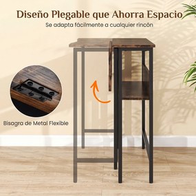 Secretária Dobrável, 80 x 47 x 76 cm, Estante Inferior, Castanho