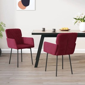 Cadeiras de jantar 2 pcs veludo vermelho tinto