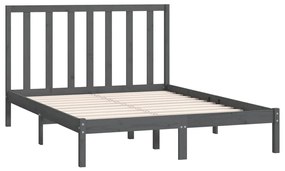 Estrutura de cama casal 135x190 cm pinho maciço cinza