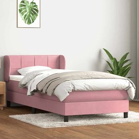 vidaXL Cama com molas/colchão rosa 80x210 cm veludo