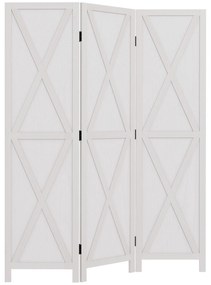 HOMCOM Biombo de 3 Paineis Separador de Ambientes Dobrável 136,5x170cm Divisória para Espaços de Madeira Decoração Elegante Branco | Aosom Portugal