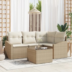 vidaXL Conjunto de Jantar para Jardim de 5 Peças com Almofadas em Rattan Marrom