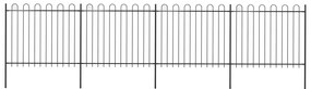 vidaXL Cerca de jardim com topo em aros 6,8x1,5 m aço preto