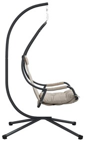 Cadeira Suspensa com Suporte e Almofada Taupe de Aço