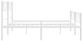 Estrutura de cama com cabeceira e pés 183x213 cm metal branco