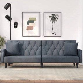 vidaXL Sofá-cama com apoio de braços veludo cinzento-escuro