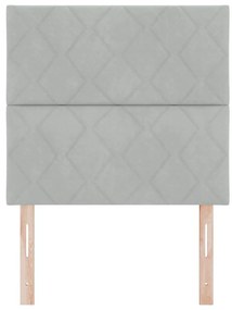 Cabeceira com design de blocos de diamante em veludo cinza claro