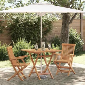 Conjunto Bistro de 3 Peças Dobrável para Jardim de Madeira Sólida de A