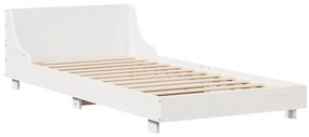 Cama sem colchão 90x190 cm madeira de pinho maciça branco