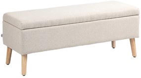 HOMCOM Banco Baú de Armazenamento Removível de Aspecto de Linho para Quarto Entrada Sala de Estar Carga 220 Kg 110x39x45 cm Bege | Aosom Portugal