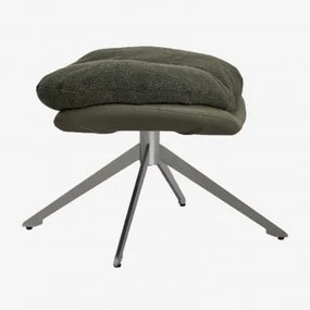Pufe Giratório Amanda Bouclé Em Tecido Bouclé Verde Army - Sklum