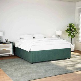 vidaXL Estrutura de cama sem colchão 200x200 cm veludo verde-escuro