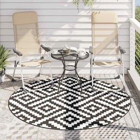 Tapete de exterior Ø200 cm ARAKIL PP branco e preto