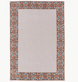 Tapete de lã tufado à mão de pelo curto Myla Floral Frame