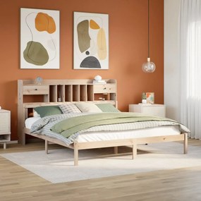 vidaXL Cama com estante sem colchão 180x200 cm pinho maciço
