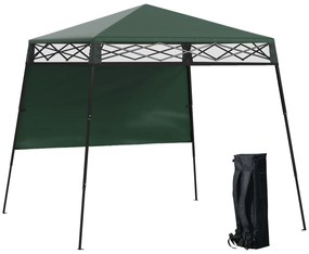 Outsunny Tenda Dobrável 220x220x200 cm com 1 Parede Lateral Bolsa de Transporte Impermeável e Proteção UV50+ para Jardim Pátio Verde