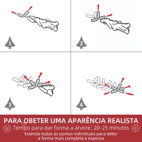 Árvore de Natal Artificial 150 cm com Neve Ignífugo com 358 Ramos Folhas de PVC Abertura Automática Base Dobrável Verde