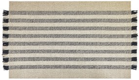 Tapete de lã branca e preta 140 x 200 cm TACETTIN Beliani