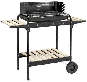 Outsunny Barbecue a Carvão com Rodas Portátil com Grelha Ajustável em Altura para Piquenique Campismo 103x47x95 cm Preto | Aosom Portugal