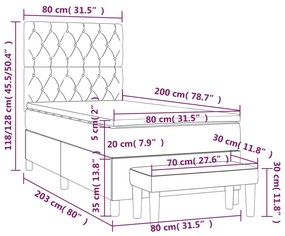 Cama com molas/colchão 80x200 cm veludo cinza-escuro