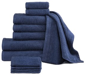 vidaXL Conjunto de toalhas 12 pcs algodão 450 g azul-marinho