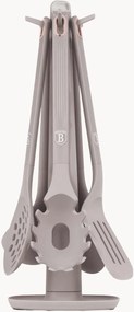Utensílios de cozinha com suporte Taupe, conjunto de 6
