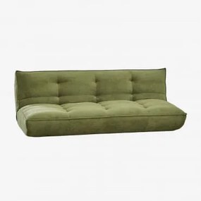 Sofá-cama De 3 Lugares Estofado Mati Tecido Verde Azeitona Intenso - Sklum