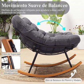 Cadeira de Baloiço Dupla, 150 x 110,5 x 81 cm, Estrutura Metálica Reforçada, Cinzento