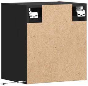 Móveis de parede p/ TV com luzes LED 2 pcs 41x31x45 cm preto
