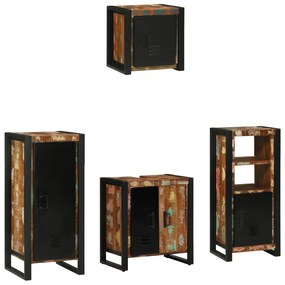 vidaXL Conjunto de Móveis para Banheiro com prateleira com armazenamento com porta 4 pcs