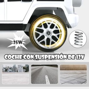 Carro elétrico infantil 12V com 2 portas, música, comando à distância, buzina, luzes LED e cinto de segurança para crianças de 3 a 8 anos, branco