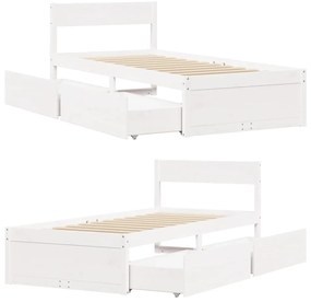 Cama sem colchão 90x200 cm madeira de pinho maciça branco