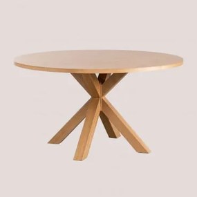 Mesa De Jantar Redonda Ø140 Cm Em Mdf Pleven Madeira Natural - Sklum