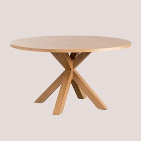 Mesa De Jantar Redonda Em Mdf (ø140 Cm) Pleven Madeira Natural - Sklum