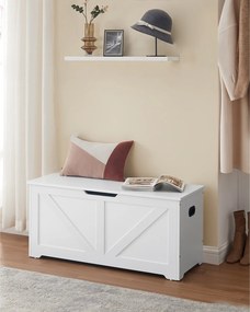 Banco para sapatos com espaço de arrumação 40 x 100 x 46 cm estilo casa de campo branco mate