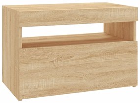 Móvel de TV com luzes LED 60x35x40 cm carvalho sonoma