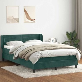 vidaXL Cama com molas/colchão 160x220 cm veludo verde-escuro