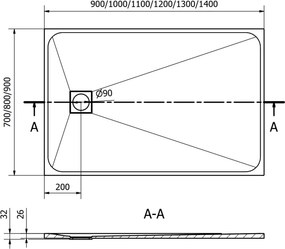 Mexen Bert base de duche retangular SMC 120 x 90 cm, branco - 4K109012