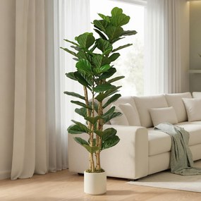 Planta Artificial de Interior Figueira-Lira, 55 x 55 x 180 cm, Folhas Realistas, Verde