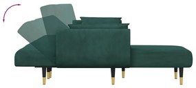 Sofá-cama em forma de L 275x140x70 cm veludo verde-escuro