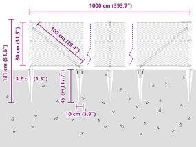 Cerca Hexagonal vidaXL Verde 0.8x10 m Aço