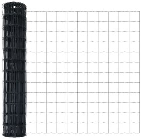 Cerca Euro com 13 Postes 1.2x25 m Aço Galvanizado Cinza
