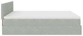 Estrutura cama otomana colchões 180x200cm veludo cinzento claro