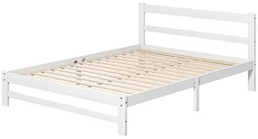 Estrutura de Cama de Madeira Estrado de Cama de Casal para Colchão 190x135 cm Carga 300 kg 195x141x80 cm Branco