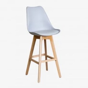 Banco Alto Nórdico Com Almofada De Couro Sintético Cinza Delfín & ↑75 Cm - Sklum