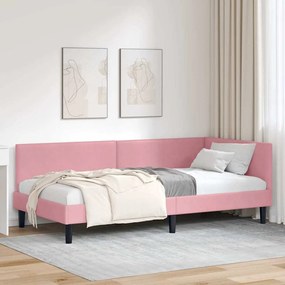 vidaXL Estrutura de Cama de Canto com cabeceira Rosa 100 cm x 200 cm