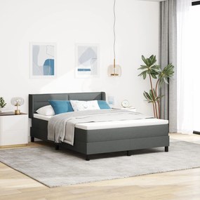 Cama Box Spring com Colchão Cinza Escura 140x200 cm Tecido, Cabeceira