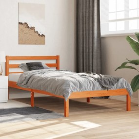 Cama sem colchão 90x190 cm madeira de pinho maciça castanho-mel