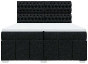 Cama com molas/colchão 200x200 cm tecido preto