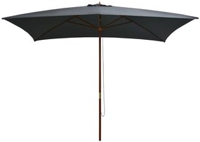 vidaXL Guarda-sol de exterior c/ mastro de madeira 200x300cm antracite